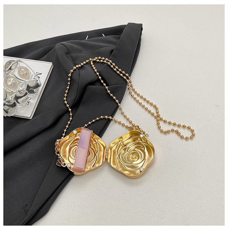 Luxury Brand Designer Bag New Trendy 2025 Fashion Camellia Metal Handbag Evening Bag Coin Purse Lipstick Crossbody Box Bag