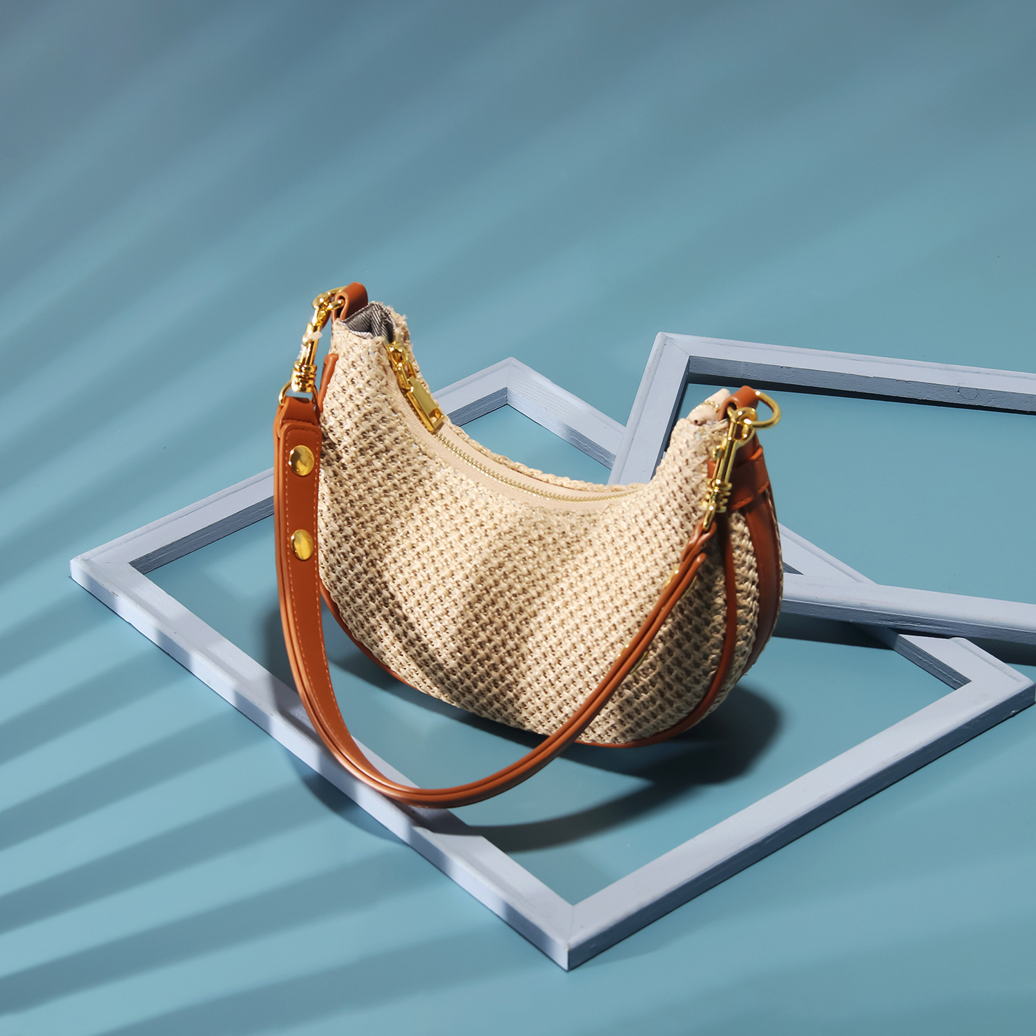 Luxury Brand Designer Bag Summer New Straw Woven Moon Bag 2024 Korean Version Versatile Shoulder Underarm Bag For Women Niche Crossbody Bag