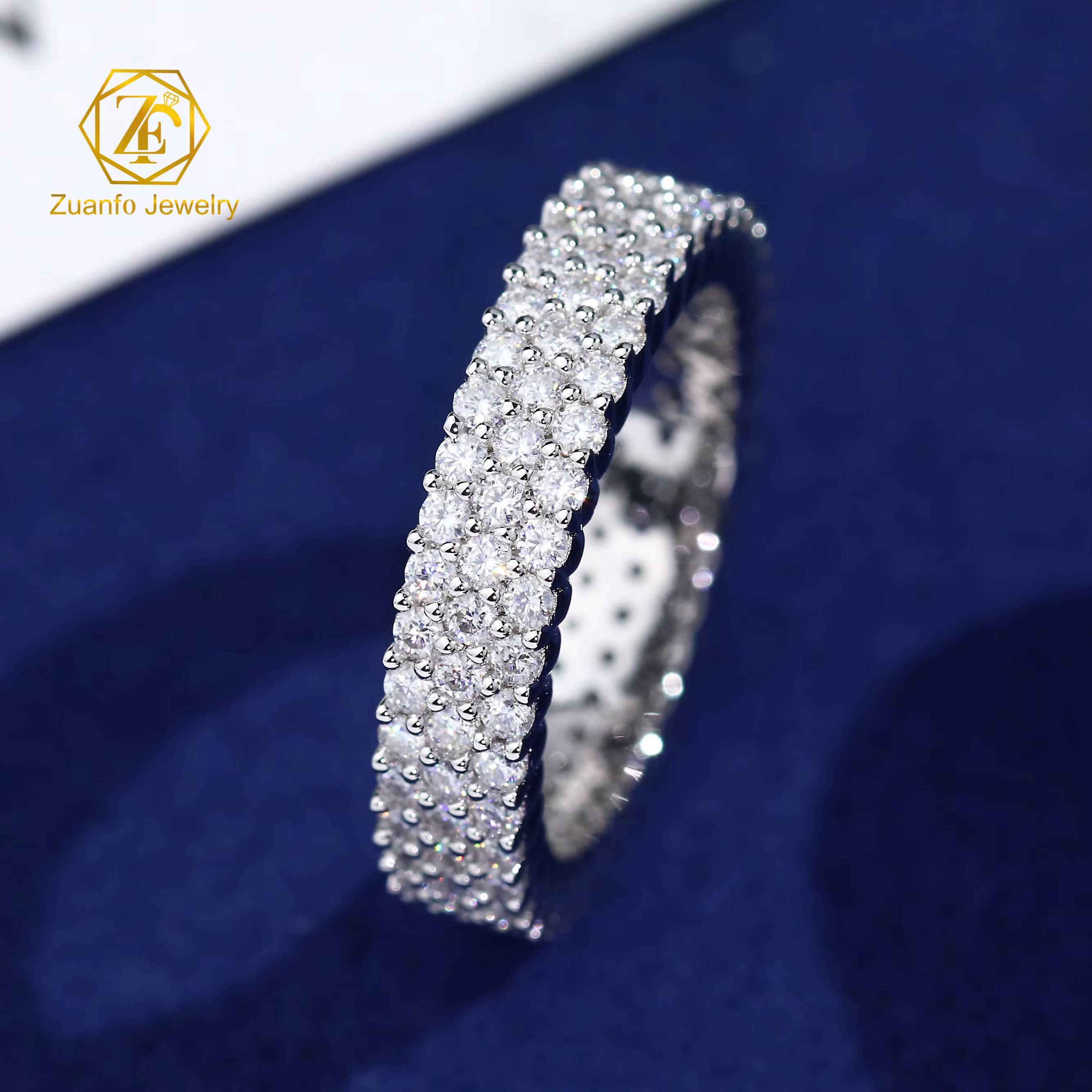 Custom Women Eternity 925 Sterling Silver Ring GRA Certificate Round D Vvs1 Princess Emerald Cut Moissanite Hiphop Tennis Ring