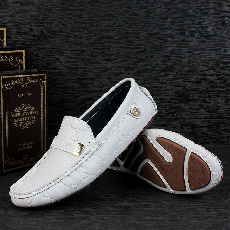 Live High-End Genuine Loafers Trendy Korean Style Casual Leather Men's Slip-On Soft Sole One-Piece Shoes luxury mens dress shoes