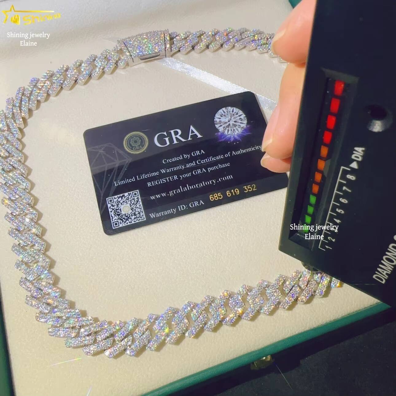 135mm D Color VVS Moissanite Iced Out Hip Hop 925 Sterling Silver Fine Jewelry Diamond Miami Cuban Link Chain Necklace