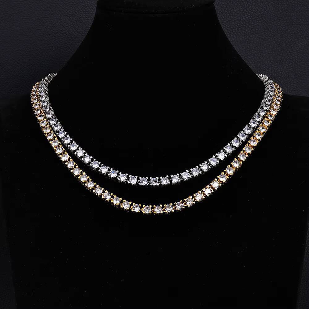 Eskeem Womens 6mm Tennis Chain Necklace Iced Out Cubic Zirconia Stones Bling Hip Hop Fine Jewelry