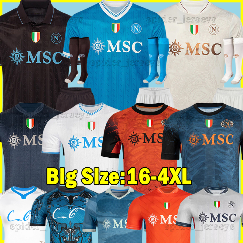 XXXL 4XL 25 26 LUKAKU NaPoLi Soccer Jerseys DE BRUYNE NERES McTOMINAY ANGUISSA 2025 2026 SSC Naples Player Version HOJLUND Goalkeeper MERET Football shirts Kids Kits