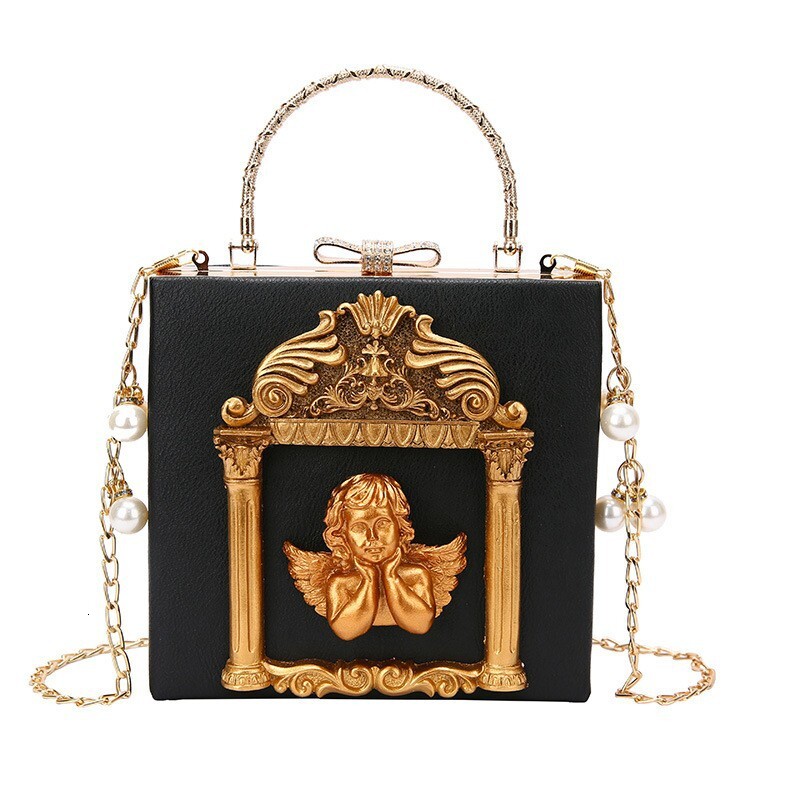 Luxury Brand Designer Bag New Women's Bag Baroque Relief Angel Flower Handheld Chain Bag Niche Single Shoulder Crossbody Bag