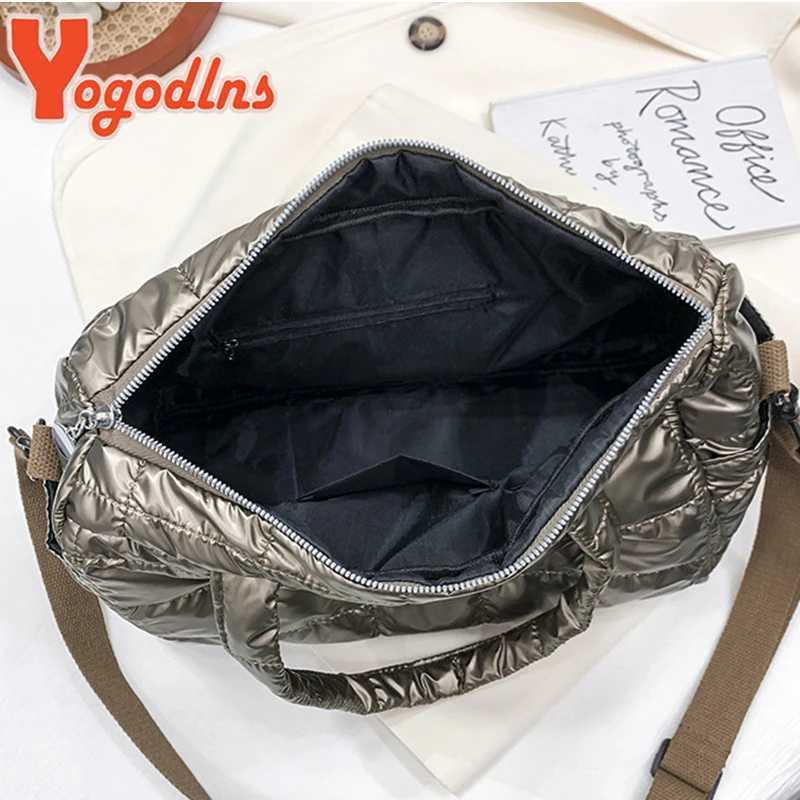 Yogodlns Luxury Space Padded Cotton Handbag Big Capacity Shoulder Bag Waterproof Nylon Bag Travel Down Crossbody Bag Purse Bolsa Z251018