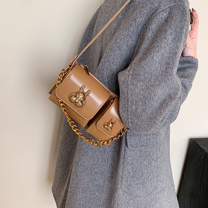 Luxury Brand Designer Bag Niche Fashion Commuter Motorcycle Bag Women's Bag 2024 New Rabbit Head Small Square Bag Underarm Bag High-End Shoulder 