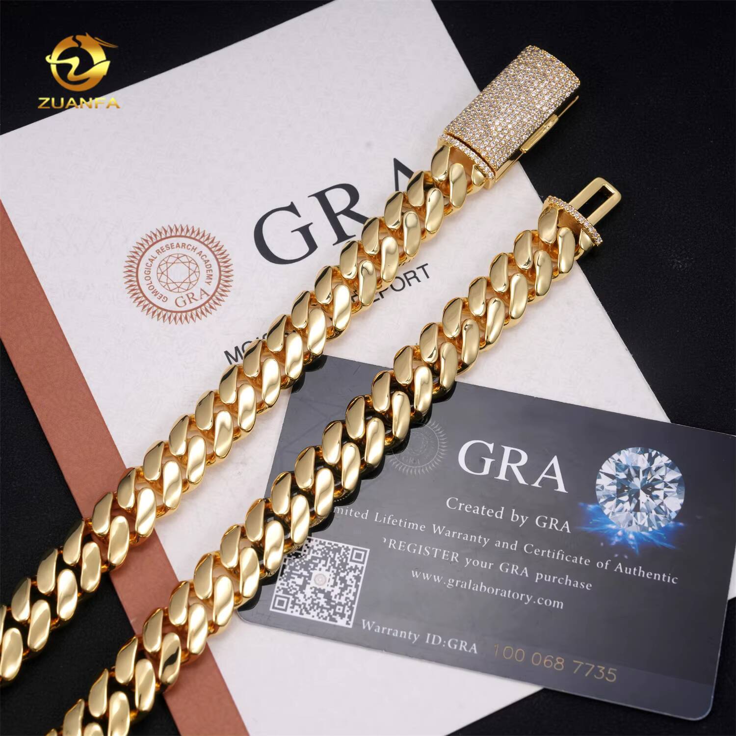 Classic 12mm Cuban Link Chain Moissanite Clasp Hip Hop Chain 925 Silver Iced Out Miami Cuban Link