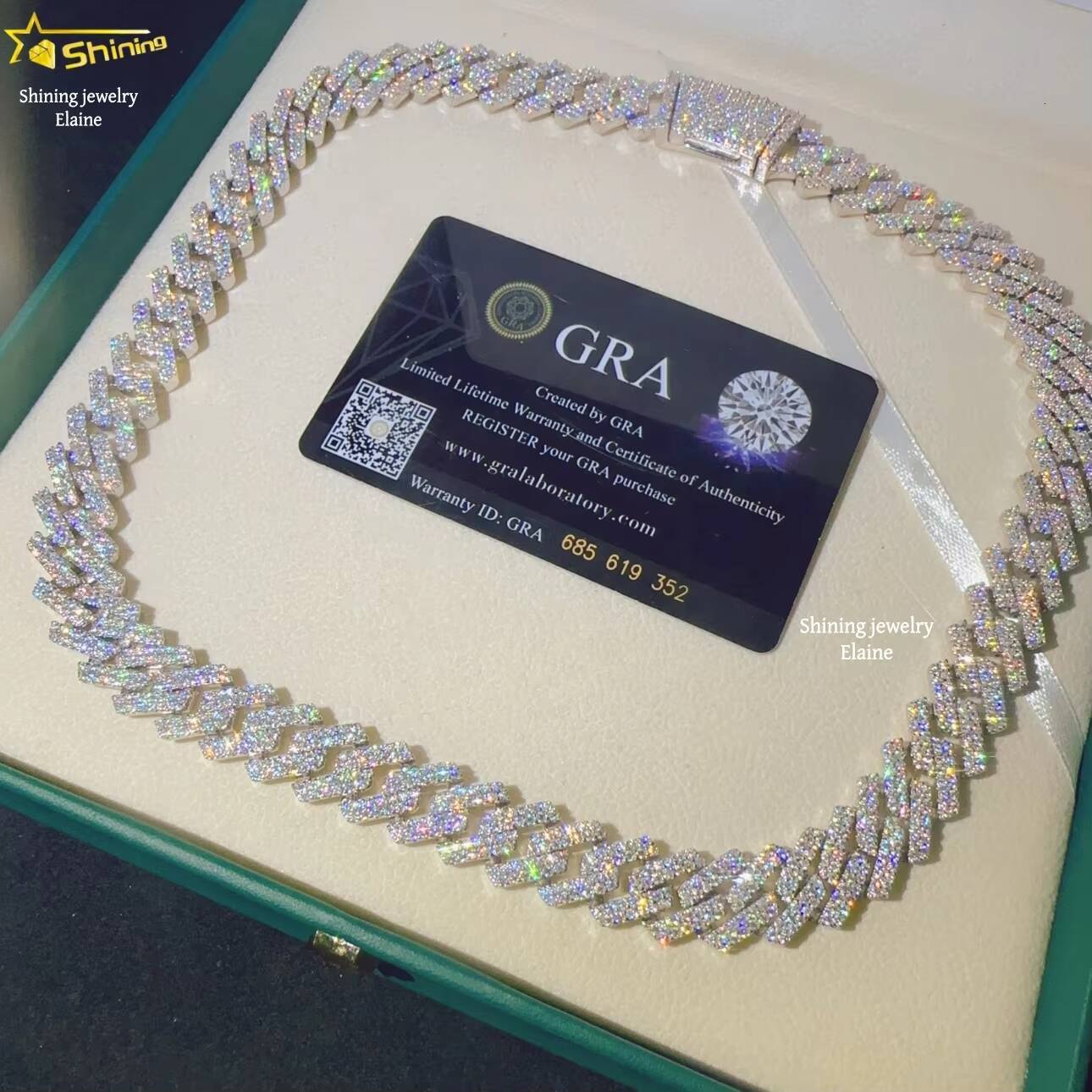 135mm D Color VVS Moissanite Iced Out Hip Hop 925 Sterling Silver Fine Jewelry Diamond Miami Cuban Link Chain Necklace