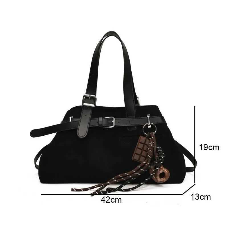 Belt Buckle Design Tophandle Bags For Women Soft Suede Large Capacity Shoulder Cross Body Bag 2025 Winter New Designer Handbags Z251018