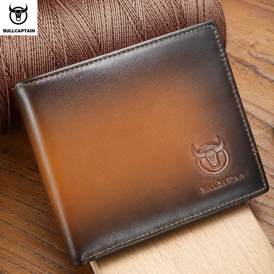 BULLCAPTAIN RFID Blocking Mens Leather Wallet Bifold Slim Wallet Multicard Card Holder ID Wallet QB 05 251013