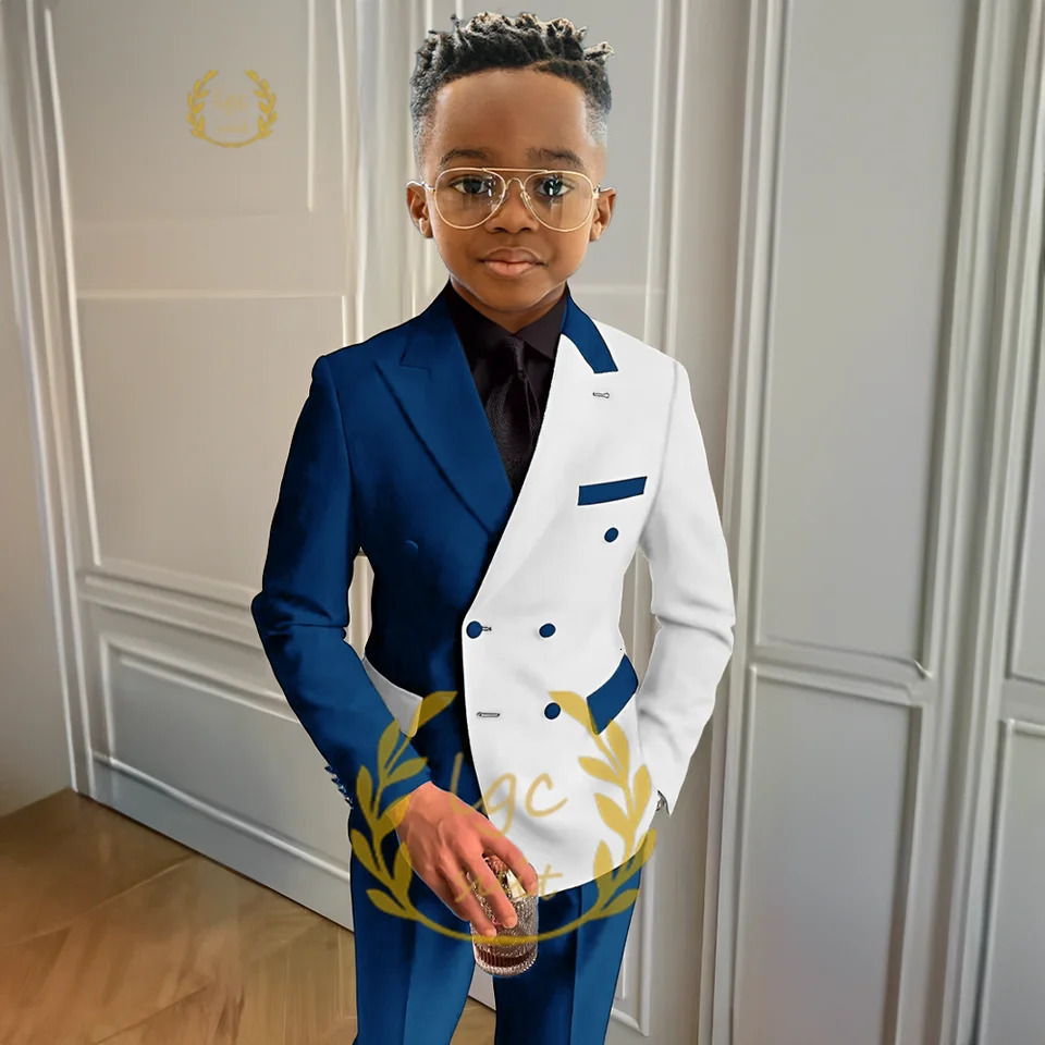 Boys suit dress color matching suit 2 piece set jacket trousers childrens fashion wedding party cocktail dinner suit 251017