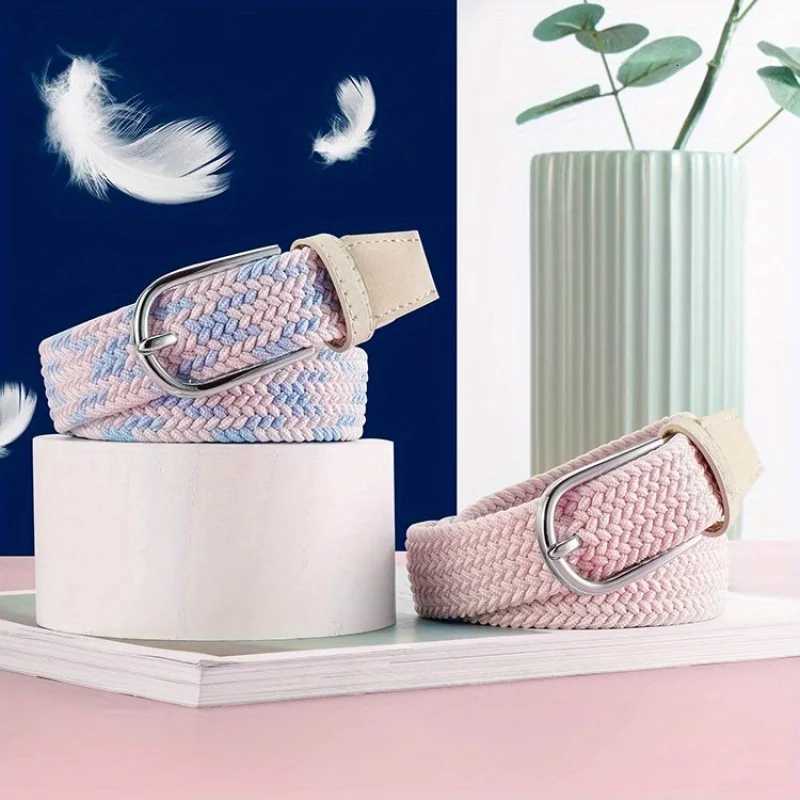 PunchFree Belt Womens AllMatching Jeans Canvas Belt Woven Elastic Stretch Pin Buckle Student Lazy Woven Belt W251018