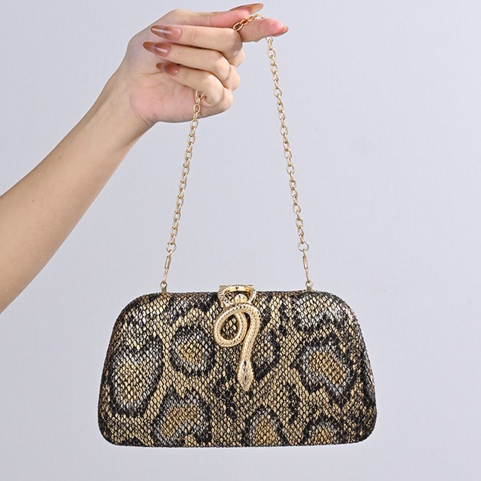 Luxury Brand Designer Bag New Hot-Selling Snake Pattern Clutch Bag For Dresses, Qipao, Evening Wear, Single Shoulder Crossbody Chain Banquet Bag For W