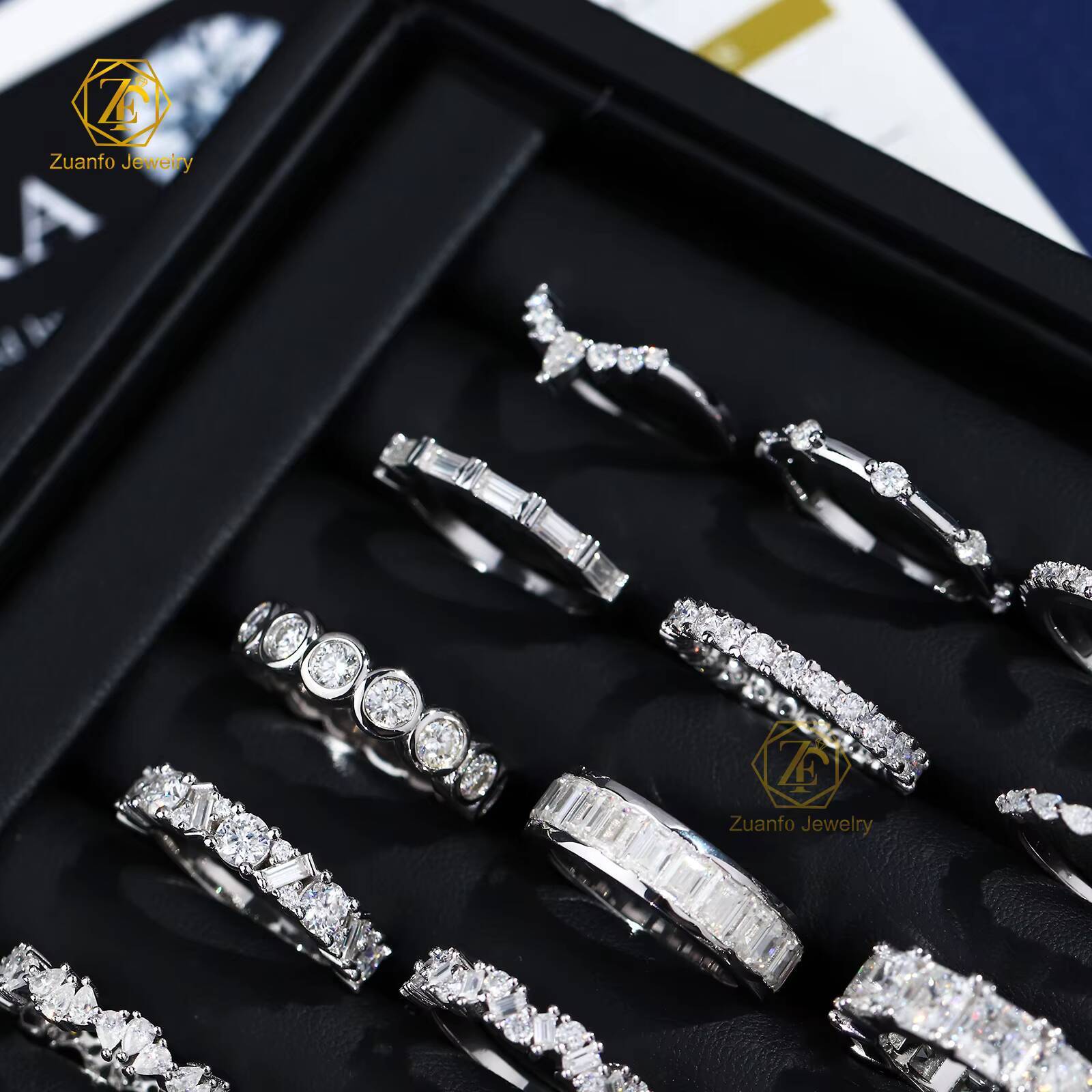 Moq 1 Bulk Stock Custom Moissanite Ring Fine Daily Jewelry Silver Diamond Rings for Women