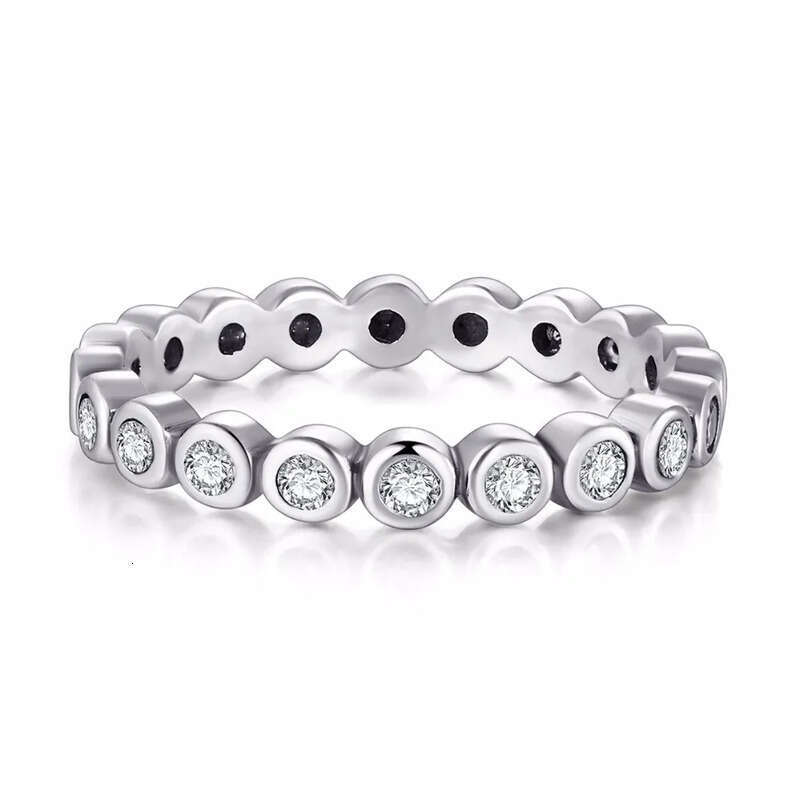 Cute Fashion Jewelry Sterling Sier Brand Desgin White Topaz CZ Dia Gemstones Party Women Wedding Circle Band Ring SetGift