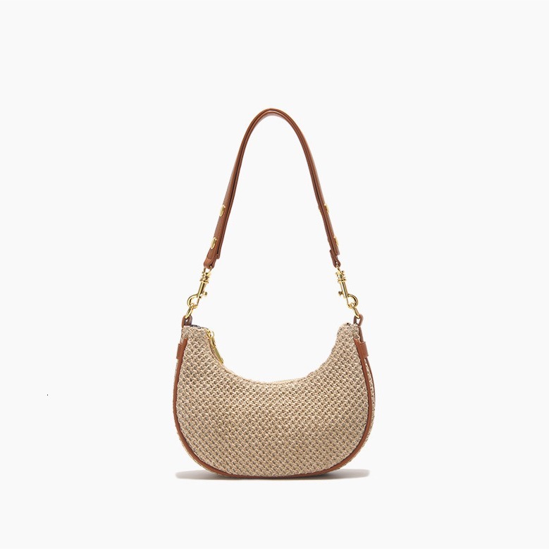 Luxury Brand Designer Bag Summer New Straw Woven Moon Bag 2024 Korean Version Versatile Shoulder Underarm Bag For Women Niche Crossbody Bag