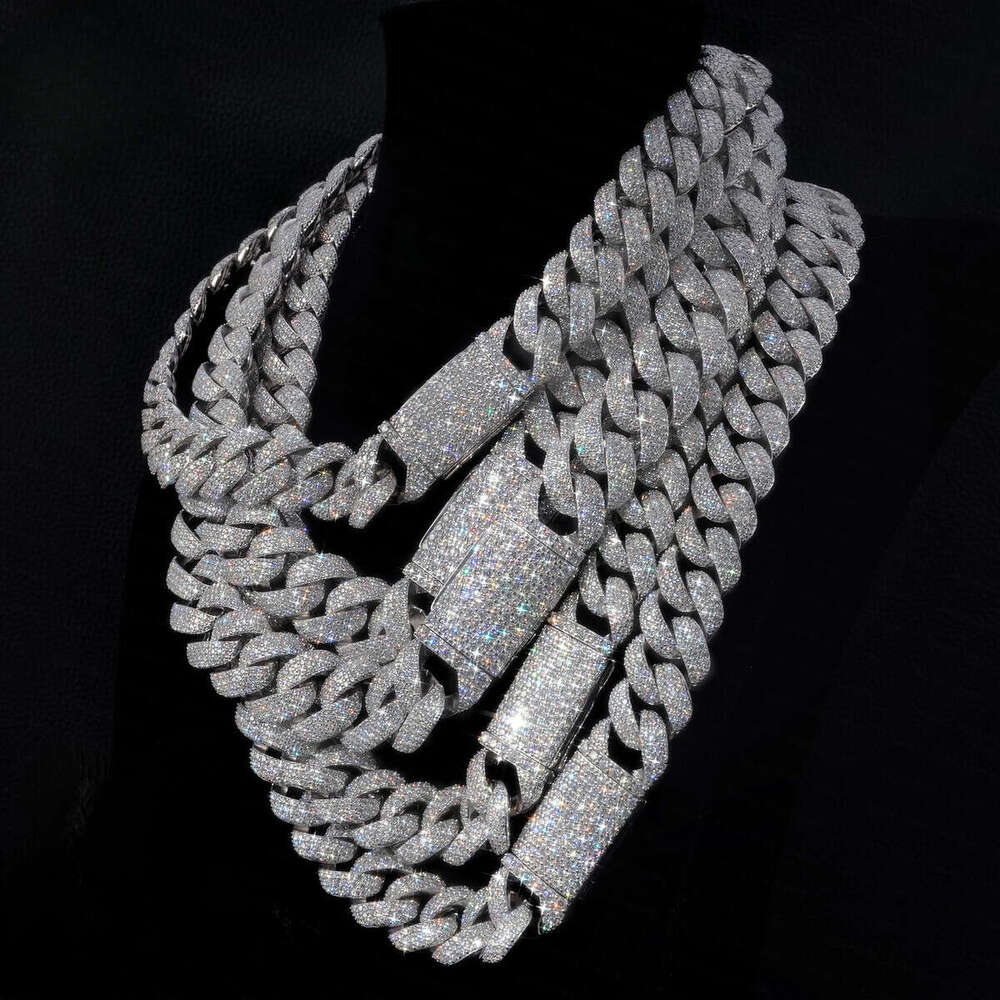 High designer bracelet18mm 20mm 22mm Silicon Stone Necklace Hiphop Jewelry Sier Cuban Chain