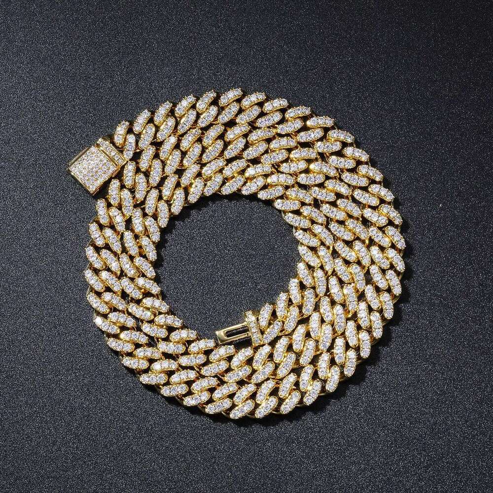 Necklace Ice Out Pure Sier Carbon Silicon Stone Cuban Chain Hip Hop Jewelry