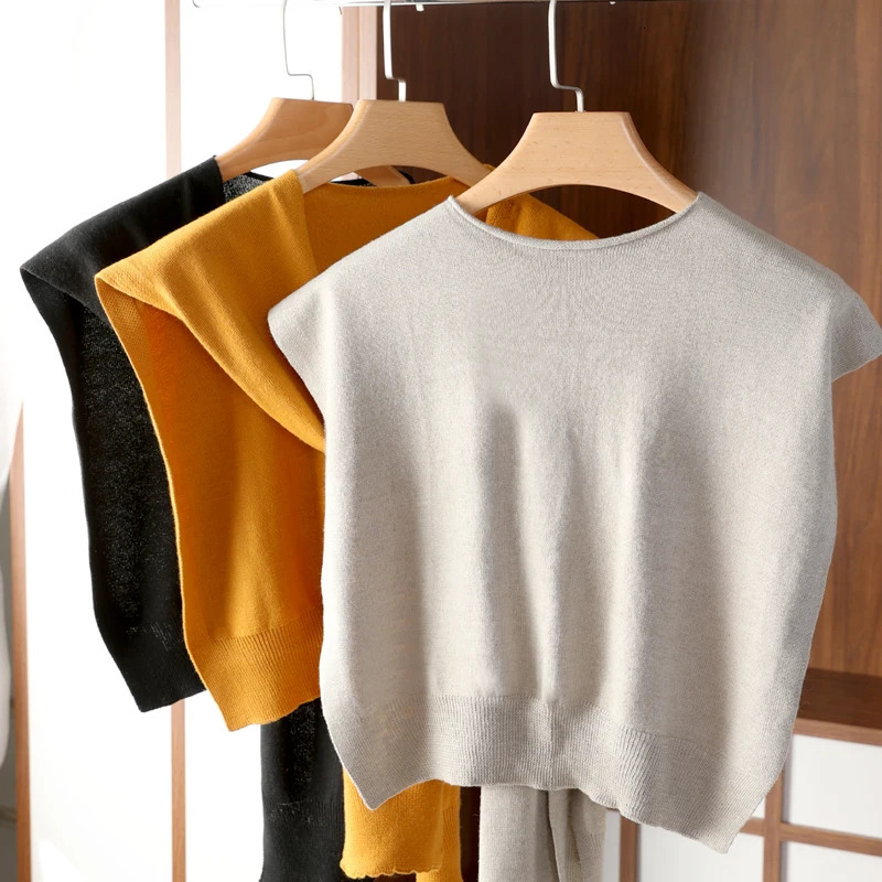 Ladies Knitted Sleeveless Solid Color Tie front Versatile shawl AirConditioned Room Neck Protector Scarf Shirt With A Vest 251016