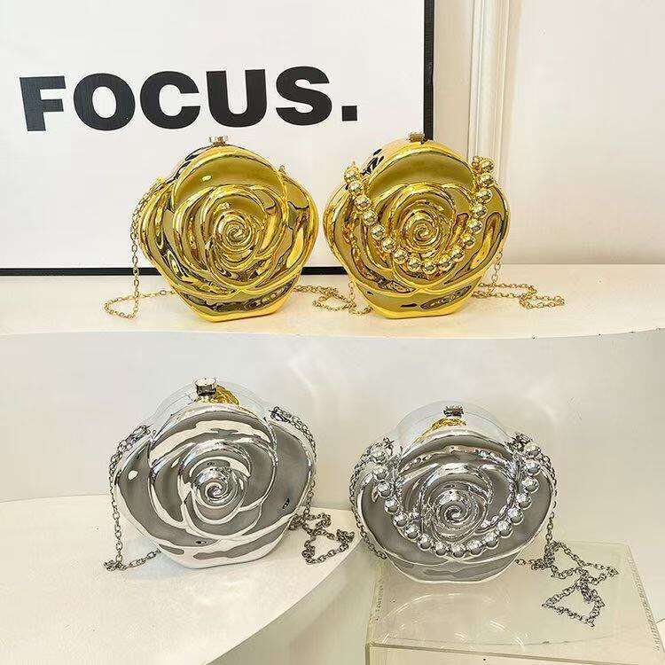 Designer Bag Luxury Bag Carefully Selected Fashionable Rose Flower Acrylic Hot-Selling High-End Feel Coin Shoulder Bag Purse Lipstick Crossbody Handhe