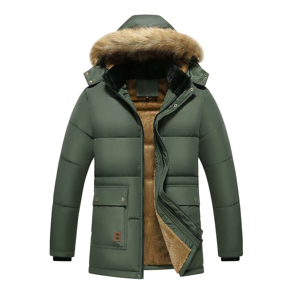 Clothing Detachable Hat Padded Coat Men's Winter Warmth In The Whole Body Plus Veet -Padded Jacket Clothing.