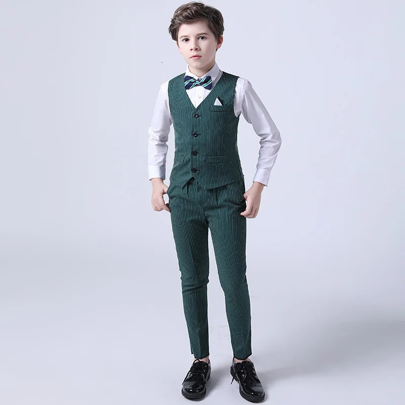 Boys Summer Wedding Suit Kids 1Year Birthday Vest Pants 2PCS Formal Suit Child Party Ceremony Costume Teenager Pography Suit 251017