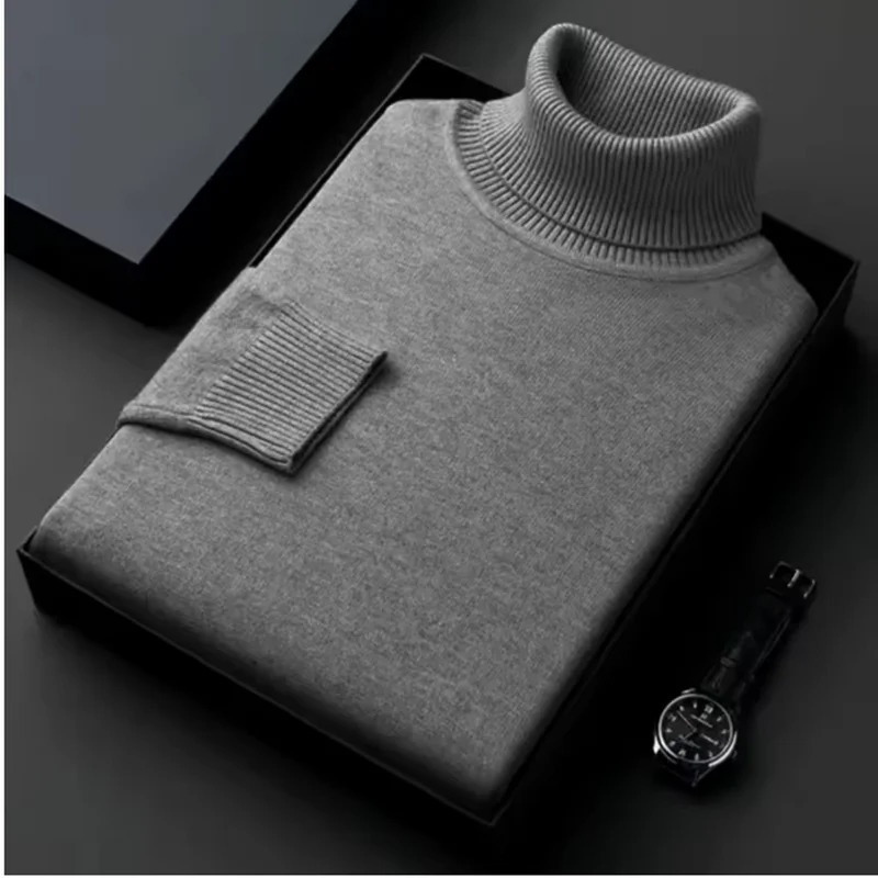 Cashmere Cotton Blend Turtleneck Men Sweater 2025Autumn Winter Daily Basic Warm Knitted Pullover Man Casual Jumper Pull Homme 251015