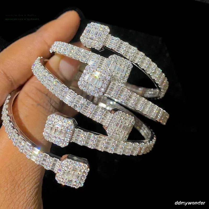 Fashion Bangle Bracelet Sterling Sier, Baguette Cut Style - Statement Jewelry For Couples Ddmywonder