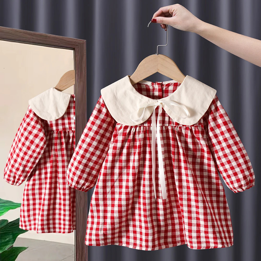 Spring fall toddler kids Girls Clothes baby Bow Long sleeved Dresses costume for children Girl clothing outer Wear Casual Dress 251014
