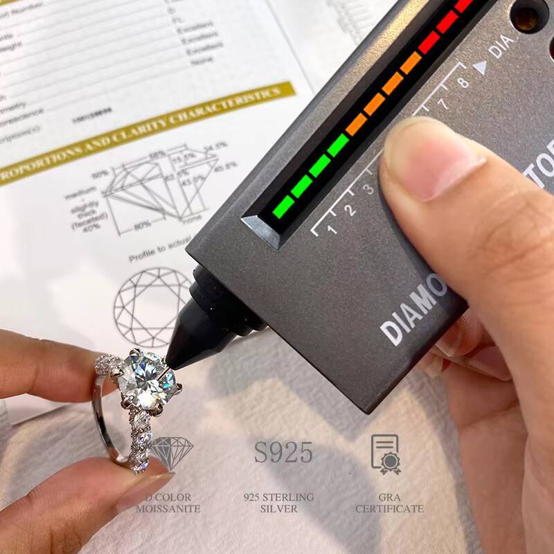 Gra Certified Real 5CT Big Moissanite Diamond Engagement Ring for Women 925 Sterling Silver with Rhodium Plated Fine Jewelry