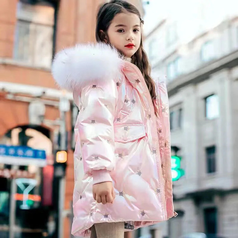 Korean Autumn Winter Girl Parkas Waterproof Shiny Warm Long Girl Outerwear Coat 514 Years Kids Teenage Girl Jacket Outfit 251017