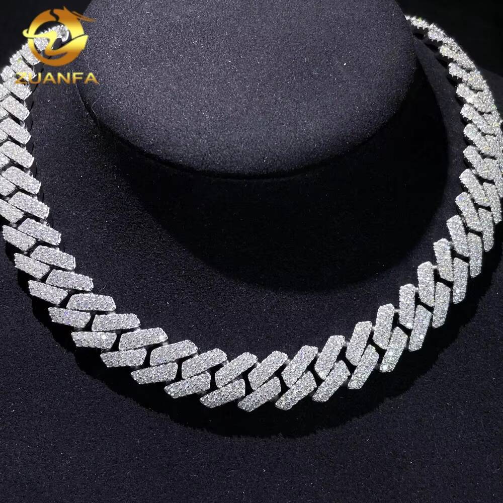 Lowest Price on Promotion VVS Moissanite 14MM Necklace Hip Hop Men Jewelry Iced Out Solid 925 Silver Cuban Link Chain