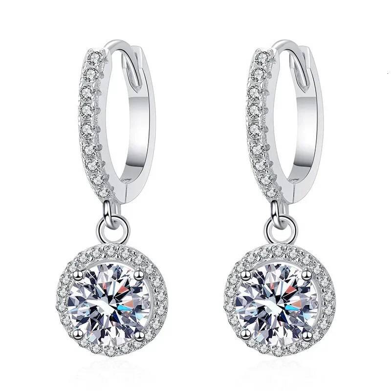 Designer earrings for woman 1 Ct Moissanite 925 Sterling Silver Round Earrings for Women Luxury Evening Style free shipping