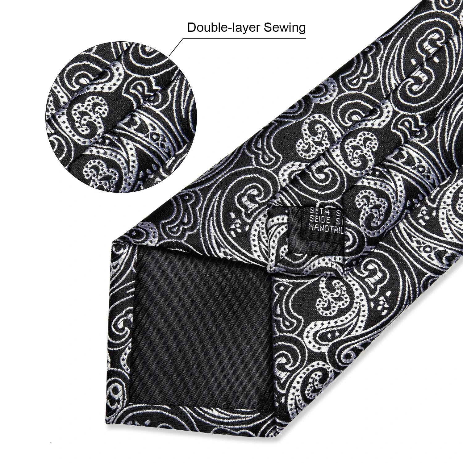 Black And Silver Paisley Floral Mens Ties Gray Blue Pink Wedding Accessories Neck Tie Set Handkerchief Cufflinks Gift For Men 251014