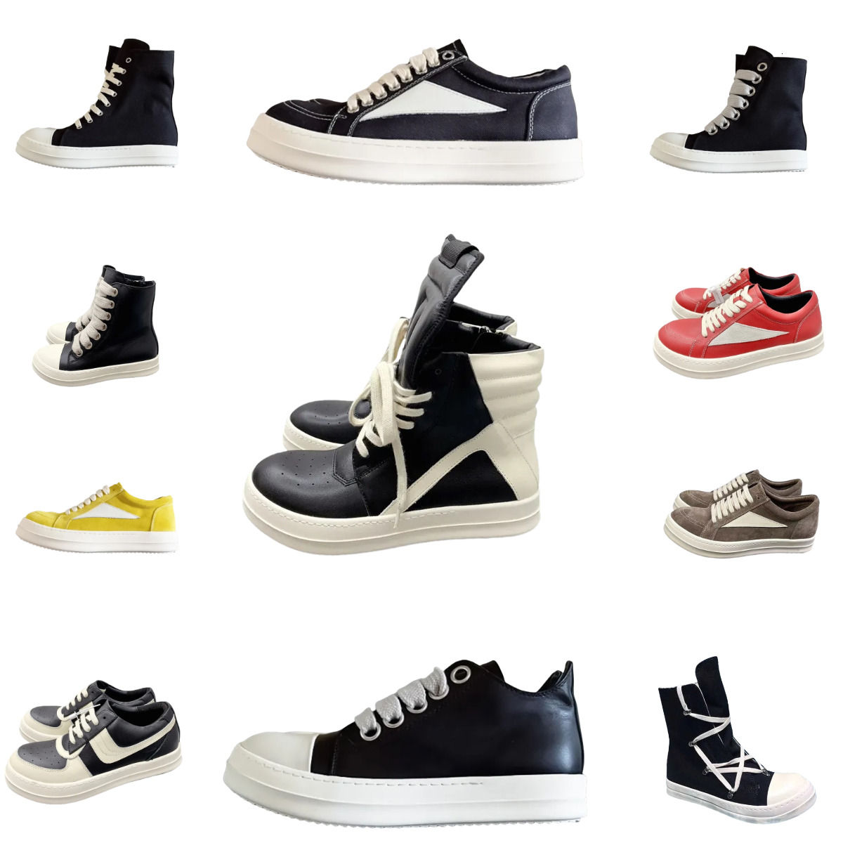 Designer Ro Owenes Casual Shoes Men Women Black White Brown Leather Shoe CONCORDIANS RUNWAY VINTAGE Fashion Show JUMBOLACE Canvas RO Boots High Low Brand Sneakers