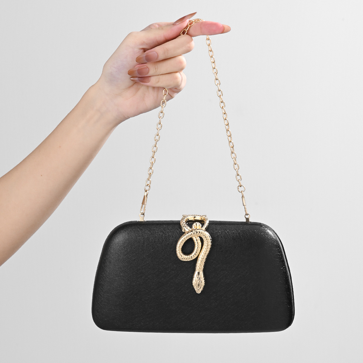 Luxury Brand Designer Bag New Metal Snake-Shaped Niche Design Clutch Evening Dress Single Shoulder Crossbody Chain Party Bag