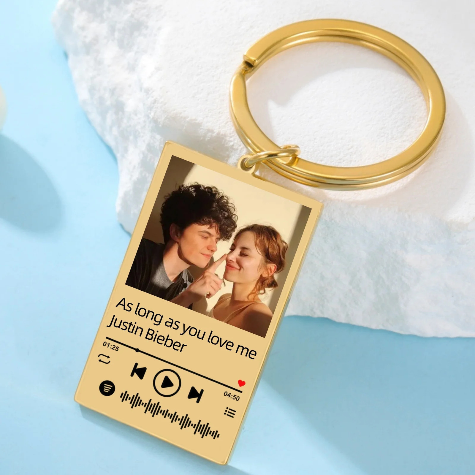 Jeshayuan Custom Picture Keychain Customized Music Song Key Ring Stainless Steel Personalized Po Keychains Gifts for Lover 251008
