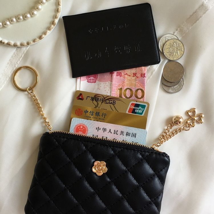 Luxury Brand Designer Bag Camellia Diamond Small Style Women's Student Portable Card Holder Keychain Earphone Storage Bag Compact Coin Purse