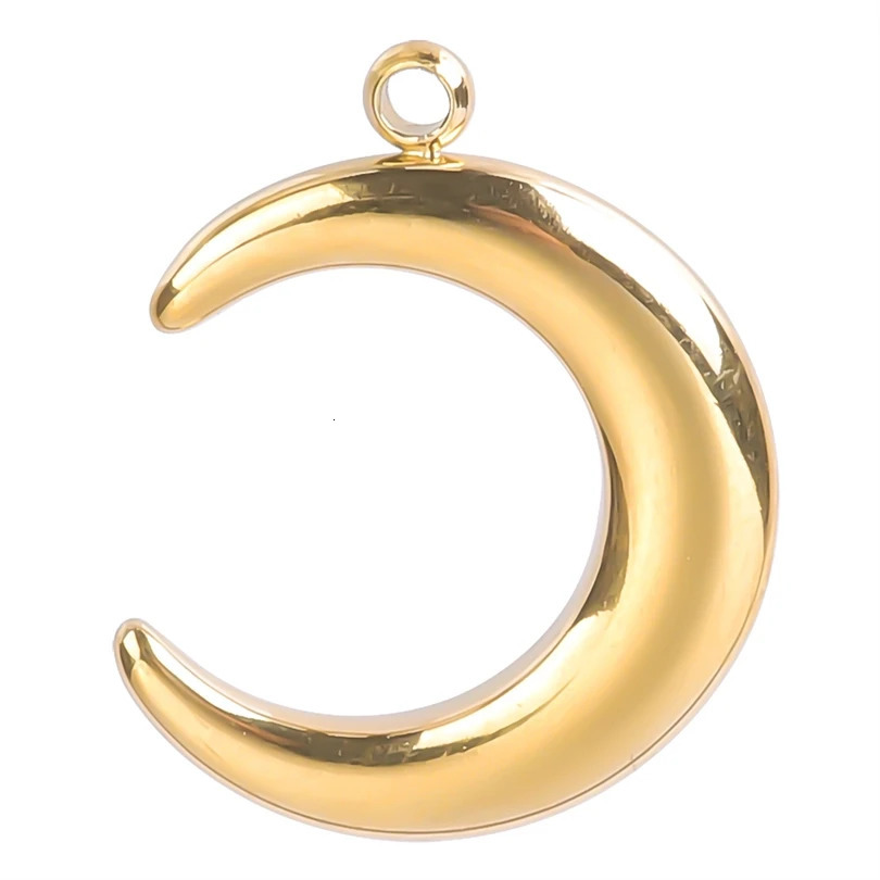 5pcsLot Different Syle Moon Charms For Jewelry Making Supplies 18k Real Gold Plated Stainless Steel Charm In Bulk Women Pendant 251008