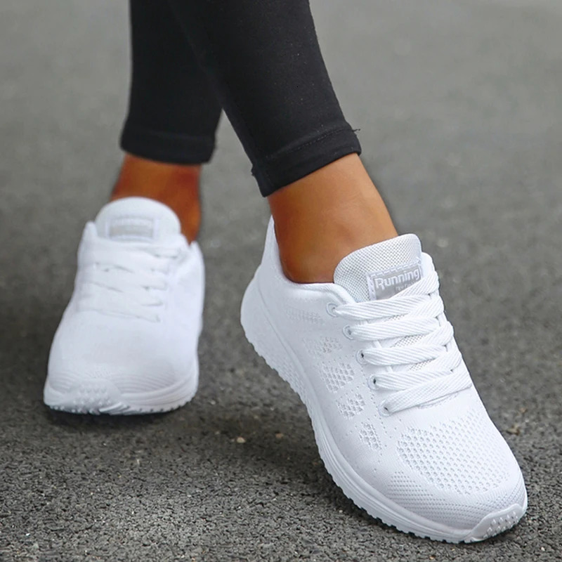 Womens Sneaker Fashion Breathable Trainers Comfortable Sneakers Mesh Fabric Lace Up Womens Tennis Shoes For Women 251013
