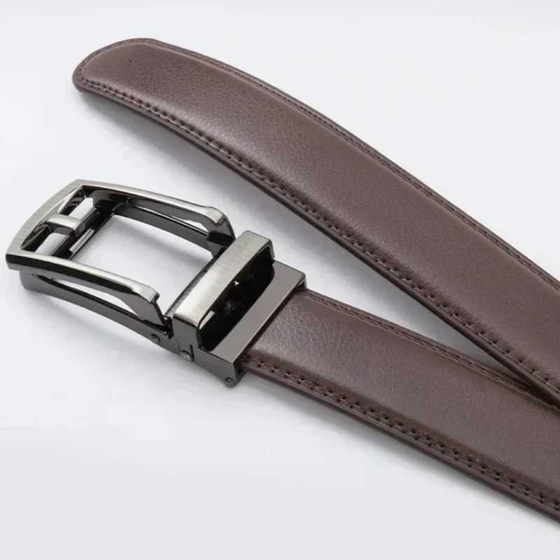 2025 Leather Mens Womens 35cm Click Belt with High Quality Alloy Automatic Buckle Unisex Classic Business Belts for Jeans W251018