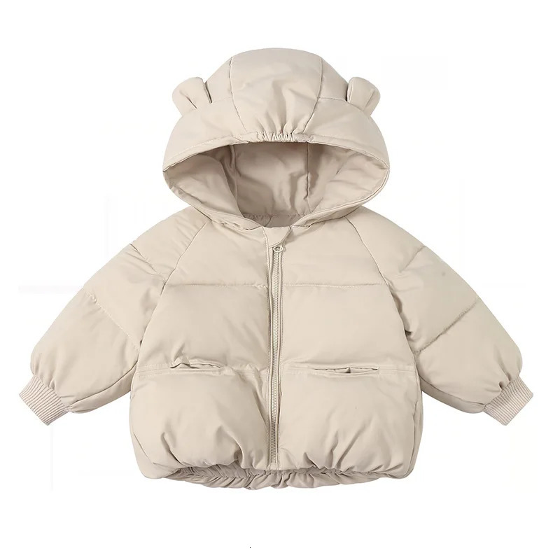 Baby Boys Girls Hooded Zipper Down Jackets Kids Casual Cottonpadded Solid Coat Childrens Autumn Winter Warm Outerwear 251017