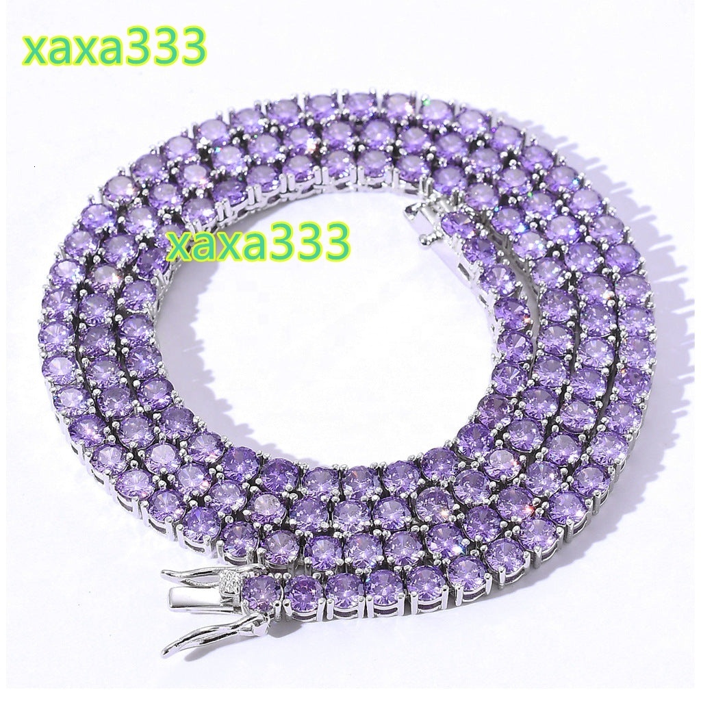 SGARIT Custom Womens Tennis Chain Set 24K 18K 14K 10K 9K Solid Gold with Pink Purple 2mm 3mm 4mm 5mm for Wedding Gift