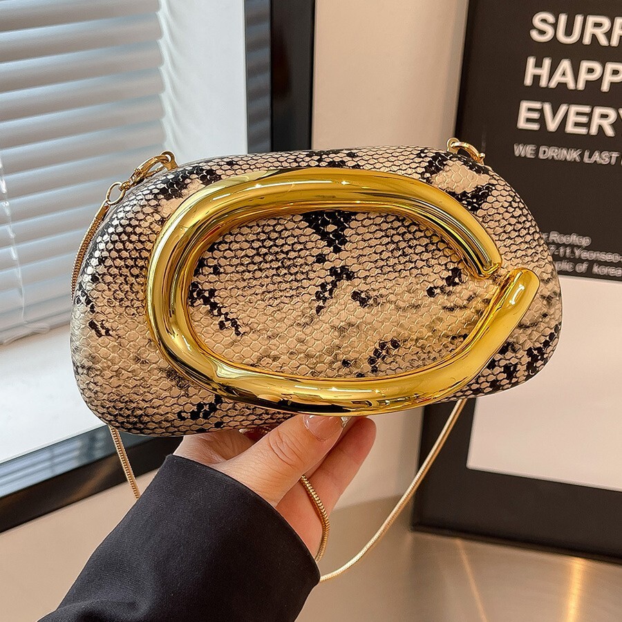 Luxury Brand Designer Bag Hot Selling Metal Chain Letter Box Bag 2025 New Crossbody Shoulder Women's Bag Fashion Leopard Print Evening Bag