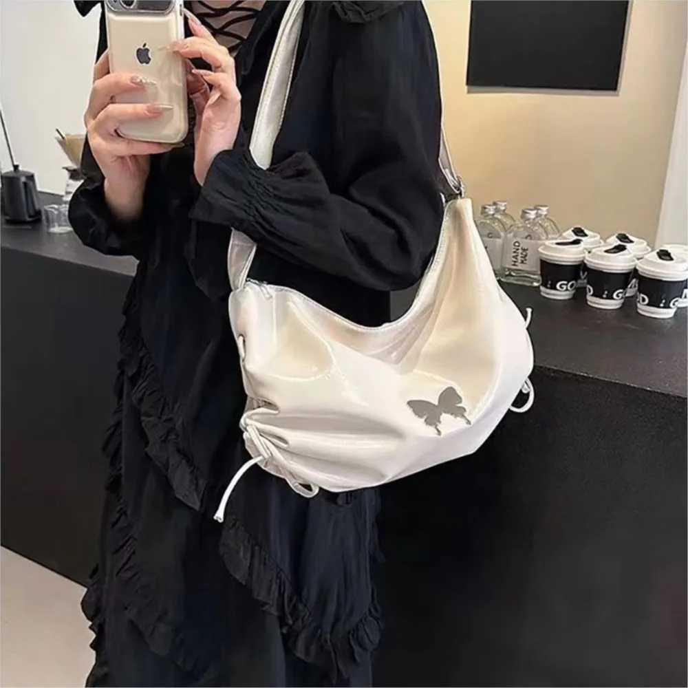 JIAERDI Hot Girls Black Shoulder Bags Women Sweet Cool Leather Bow Butterfly Chic Y2k Handbag Female Vintage Messenger Bag Purse Z251018
