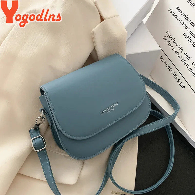 Yogodlns Trendy Saddle Shoulder Bag Women PU Leather Crossbody Bag Simple Solid Color Flap Messenger Bag er Handbags Pouch 251014