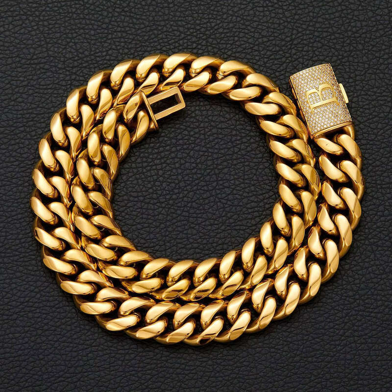 Men's sterling silver Cuban Necklace with 26 Letter Flip Clasp Fashion Jewelry Encrypted Chain