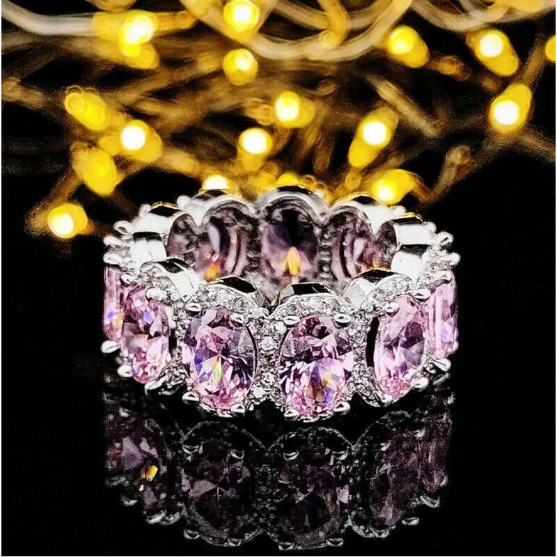 Rulalei Drop Ship Wedding Rings Ins Top Sell Simple Fashion Jewelry Sterling Sier Oval Cut 5A Cubic Zircon Eternity CZ Dia Pary Women Finger Ring Gift