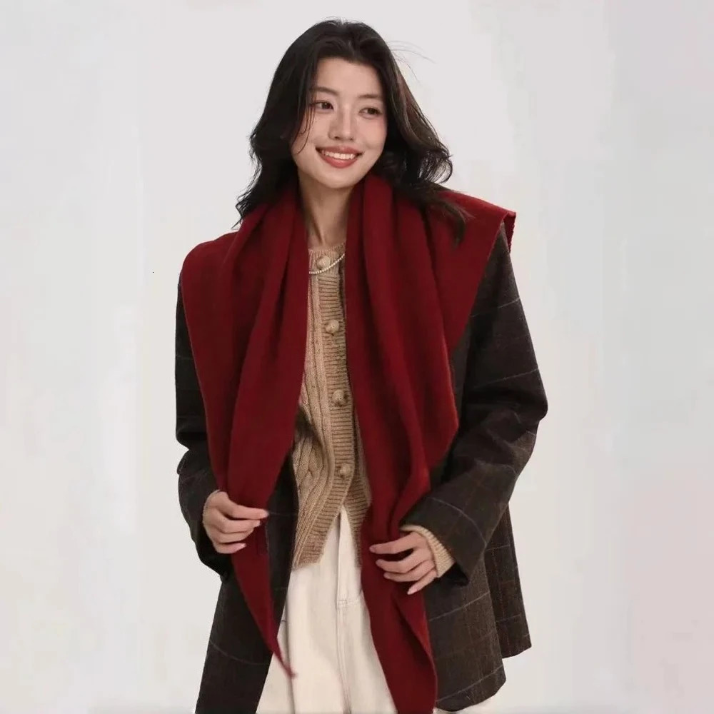 Large Triangle Scarves for Women Soft Wool Blended High Quality Scarf Autumn Winter Keep Warm Scarf 251016