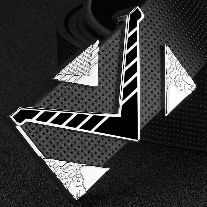 V letter buckle golden buckle belt men fashion Personality buckle luxury strap genuine leather white High Quality ceinture homme W251018